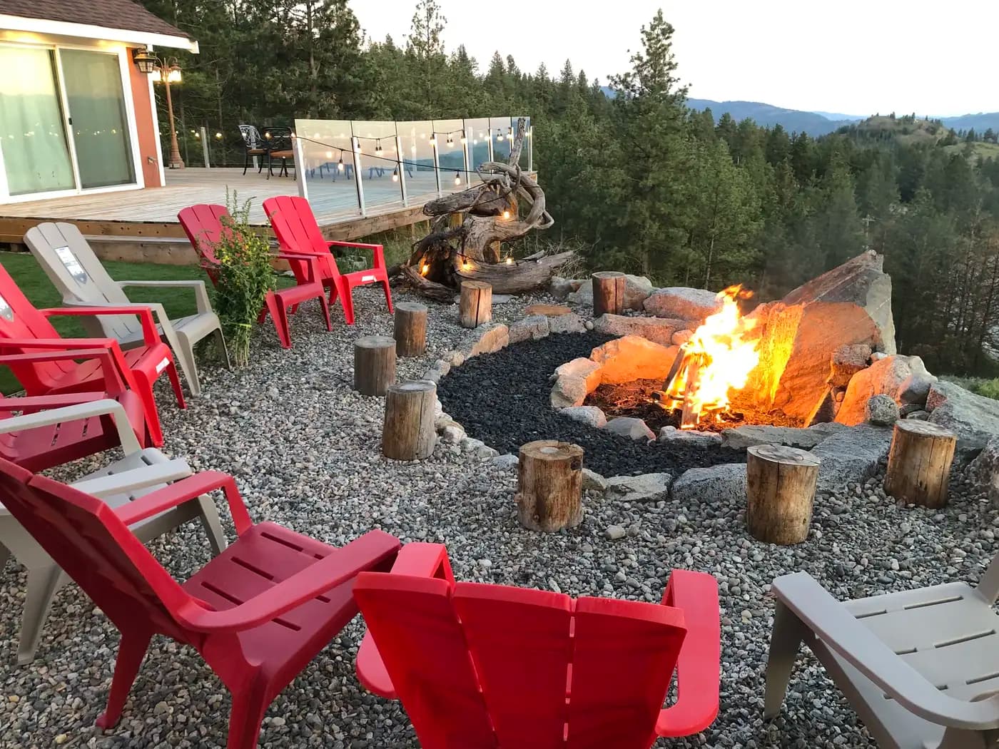 Fire pit with mountain views